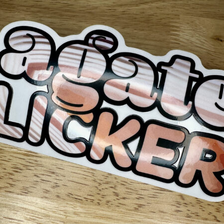 Agate Licker spot gloss UV sticker on clear vinyl by RCKHND