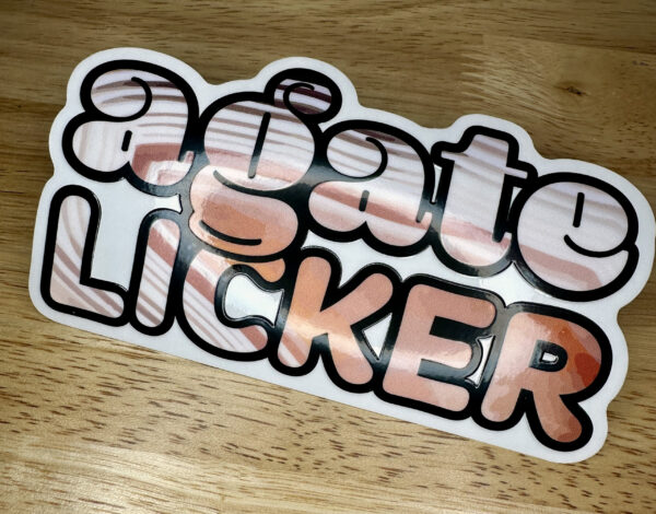 Agate Licker spot gloss UV sticker on clear vinyl by RCKHND